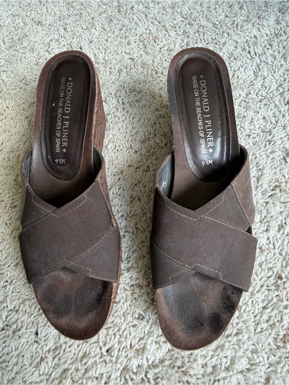 Donald J. Pliner Brown Crisscross Slide Mules